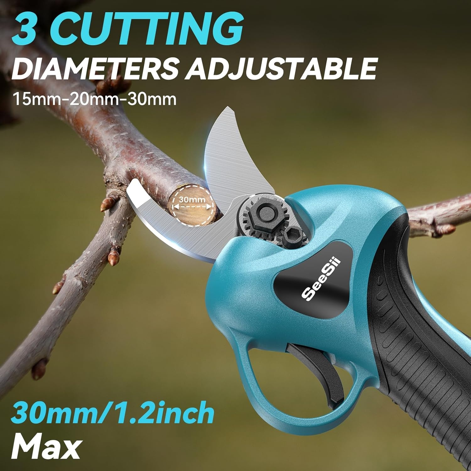 image:imageSeesii 2in1 Cordless Pole Saw amp Pruning Shears Combo 8 Chainsaw amp 12 Pruner with 15FT Reach Brushless Motor Dual 40Ah Batteries Electric Tree Trimming Kit for Branch amp Limb Cutting