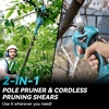 Seesii 2-in-1 Cordless Pole Saw & Pruning Shears Combo, 8” Chainsaw & 1.2” Pruner with 15FT Reach, Brushless Motor, Dual 4.0Ah Batteries, Electric Tree Trimming Kit for Branch & Limb Cutting